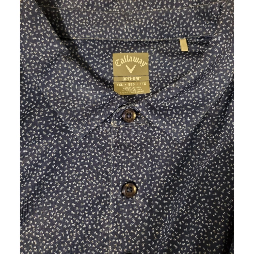 Callaway‎ Opti Dri Men's 2XL Blue Golf Polo XXL Short Sleeves Geometric